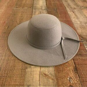 Leith womens one size wool floppy hat in gray with bow detail